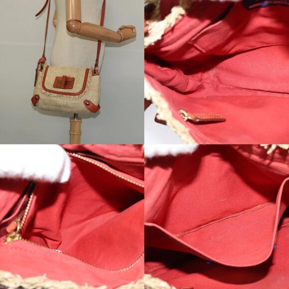 BURBERRY Blue Label Shoulder Bag Straw Beige Auth 123677 - Picture 14 of 15